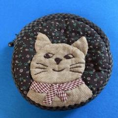 猫の顔の布製コインケース