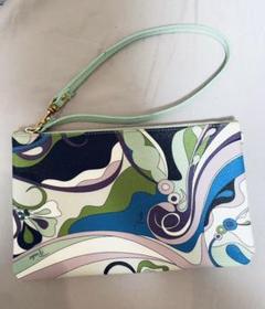 エミリオプッチ ミニハンドバッグ ポーチ キャンバス マルチカラー総柄 EMILIO PUCCI(エミリオプッチ) / ポーチ/ポリエステル/マルチ