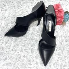 【美品】【ダイアナ】レザー　ブラック　パンプス　ポインテッドトゥ　24cm 美品