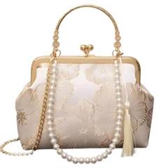 極美品✨和装用バッグ 結婚式　パーティー　ゴールド系 楽天市場】着物 バッグ 和装 パーティーバッグ 白 金 ホワイト
