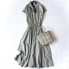 アーバンリサーチ ドアーズ 開襟 ノースリーブ ギャザー ロングシャツワンピース