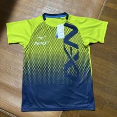 ミズノ 半袖TシャツSサイズ ライムグリーン×ドレスネイビー新品未使用品