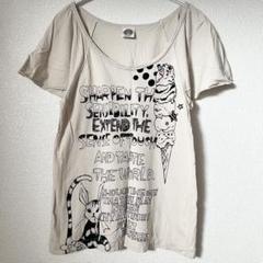 ScoLar スカラー　Tシャツ　フレアスリーブ　アイス　うさぎ　グレージュ　M