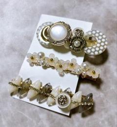 ヘアクリップ　セット　パール　お花　アンティーク