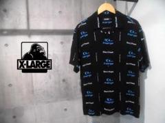 美品 XLARGE エクストララージ レーザーロゴ 柄 半袖 レーヨンシャツ M