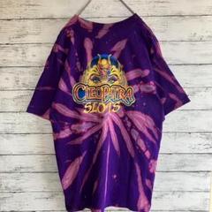 US古着 CLEOPATRA SLOTS Tシャツ ブリーチ タイダイ 紫
