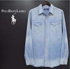 【定2.5万】ラルフローレン★セルビッチ付き★デニムシャツ★白ボタン★赤耳★S