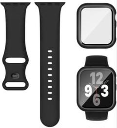 Applewatchバンド 保護ケース ブラック シンプル シルバー 42mm