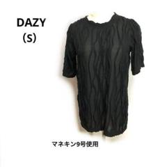 【DAZY】半袖シャツ　チュニック丈　テクスチャー生地　薄手　やや大きいめ