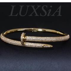 限定特価!18K plating ブレスレット 釘 ジルコニア バングル