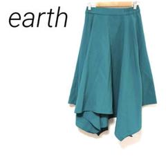 earth ティール アシンメトリーフレアスカート F 伸縮性　ウエストゴム
