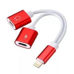iPhone 二股充電ケーブル 1本 レッド+ホワイト