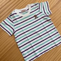 ミキハウス ストライプ Tシャツ90 紫水色白