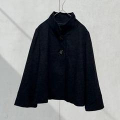 2572【インディヴィ】アンゴラ　ウール　コート　ショート丈　薄手　大人　M