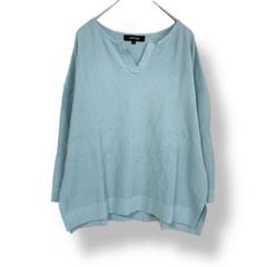 UNTITLED アンタイトル　七分袖ワッフルカットソー　水色　ブルー　春夏秋