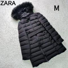 美品】ZARA ザラ ロングダウンコート フードファー ベルト付き