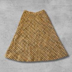 【美品】　インゲボルグ　チェック柄　ロングスカート　Aライン　オレンジ