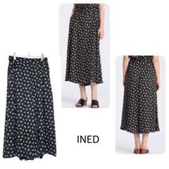 未使用タグ付き　INED リバティ　単色花／シルフキュプラビエラ ワイドパンツ