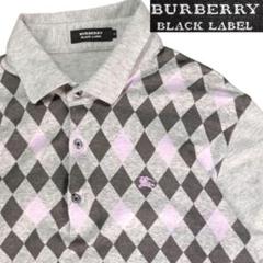 ✨BURBERRY BLACK LABEL アーガイル柄 ホースロゴ ポロシャツ
