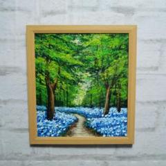 油絵 油彩 油彩画 絵 絵画【森の中の青い花】 - メルカリ