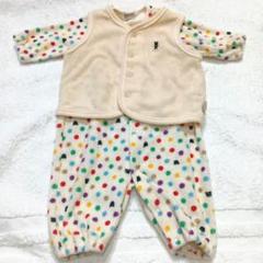 ミキハウス　新生児多色ドット柄パイルロンパースクマワンポイント 着丈48cm
