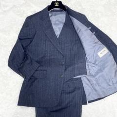 【極美品✨】 BILL BLASS 3ピース スーツ ストライプ 伸縮 ネイビー