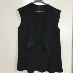 美品 FOXEY NEW YORK 2wayノースリーブブラウス forksy.】シアー襟付きクレープ2WAYノースリーブブラウス