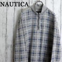 NAUTICA ノーティカ ハーフジップ　刺繍ロゴ　チェックスウェットカットソー