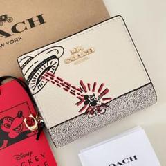 COACH コーチ 折り財布 ネオングリーン 緑色 ヴィンテージローズ 花柄 ...