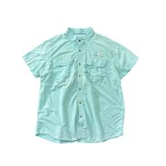 7SM3【MAGELLAN】フィッシングシャツ　水色　メッシュ　2XL 古着