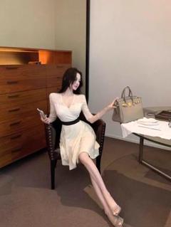 さりげない上品さ✿レースひざ丈ワンピース夏デート・女子会用