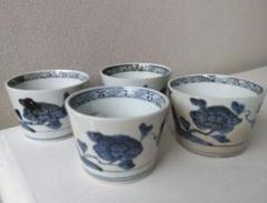 向付　染付　古伊万里　捻り花形　葵　草文様　江戸　訳あり　ニュウ　小鉢　蕎麦猪口 向付 染付 古伊万里 捻り花形 葵 草文様 江戸 訳あり ニュウ