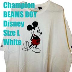 チャンピオン ビームスボーイ ディズニー Tシャツ 白 L ミッキーマウス