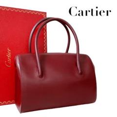 カルティエ ハンドバッグ マストライン レザー ボルドー ミニボストン 4430 Cartier カルティエ マストライン ミニボストンバッグ