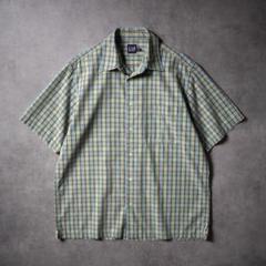 00s OLD GAP 短丈 チェックシャツ 半袖シャツ ライトブルー