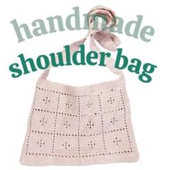 1点のみ ハンドメイド 調節可能 手編みピンクベージュショルダーバッグ