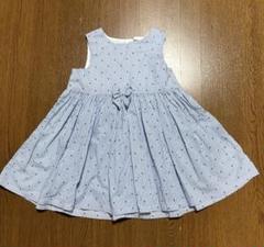 【H&M 80cm】9-12M ノースリーブ青白ストライプワンピース