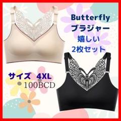 バタフライブラ ノンワイヤーブラ バッグバタフライスブラ 4XL2枚セット