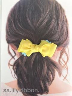 ブルー×イエローリボン♡ヘアゴム♡