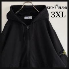 3XL・美品】ストーンアイランド/ジップパーカー/ブラック/QR確認