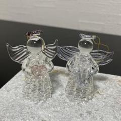 ガラス製 天使 ドール 高さ約5cm 2点セット 愛し君へ