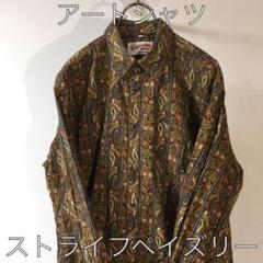 激レア 入手困難 ストライプペイズリー花柄 アートシャツ アート柄