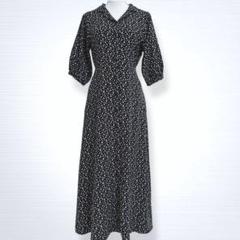 美品＊アーノルドパーマー 花柄 パフスリーブ Aライン マキシ シャツワンピース