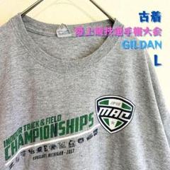 GILDAN インドア 陸上競技選手権大会 イベント 古着 Tシャツ L グレー