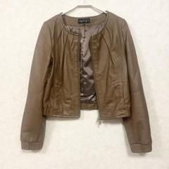 【希少サイズXL】インディヴィ　ラムレザージャケット　シングルライダース　茶 希少サイズXL】インディヴィ ラムレザージャケット シングル