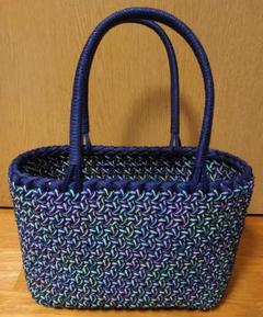 ハンドメイド クラフトバンド かごバッグ 花結び編み⑪