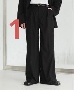 soerte(ソエルテ) カラーワイドスラックス(ブラック) soerte（ソエルテ）の「Wide straight velvet pants/ワイド