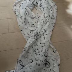 NUMBER NINE 音符柄ストール ナンバーナイン 音符柄ストール 黒×白