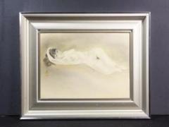 向井久万　落款印譜　共シール『紅蜀葵』日本画　岩絵具彩色 10号 0801F 島内史郎 落款印譜 共シール『裸婦』日本画 紙本に岩絵具彩色 8