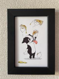 ボストンテリア ピザの日手描きイラスト原画